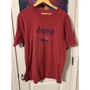 Vintage Jeep Graphic T-Shirt Mens Large Faded Red Made in USA Willys 1941 Tee